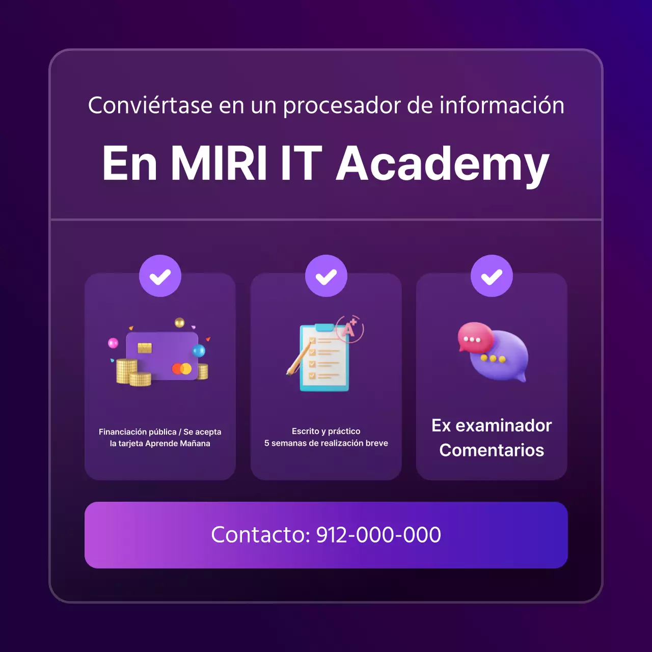 Un simple anuncio de calificación en morado y negro