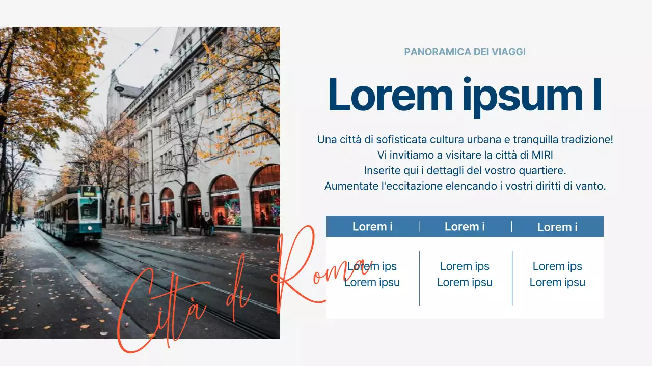 Una moderna guida turistica della città in blu chiaro e blu navy