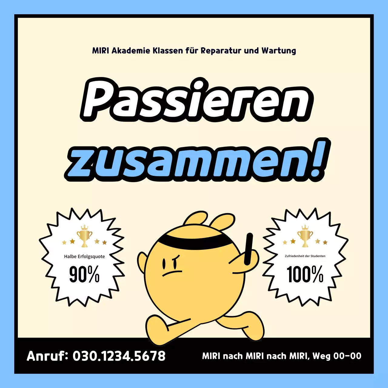 Kitschige SAT-Schulwerbung in Hellblau