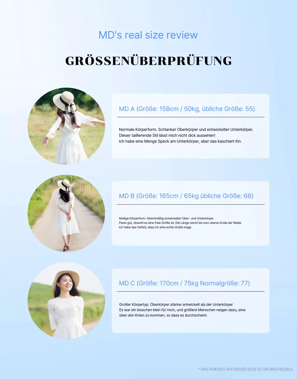 Moderne Sommermode Kleid in blau und hellblau Werbung