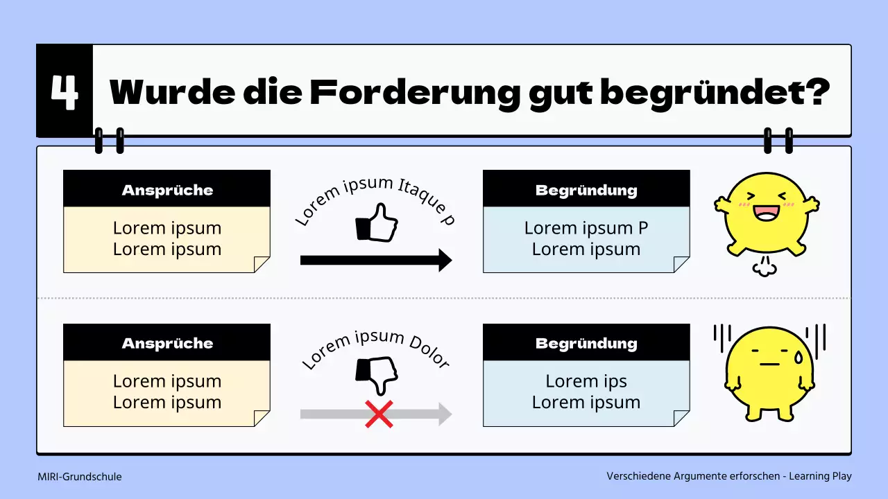 Einfaches Material für den Sprachunterricht in der Grundschule in Hellblau und Gelb