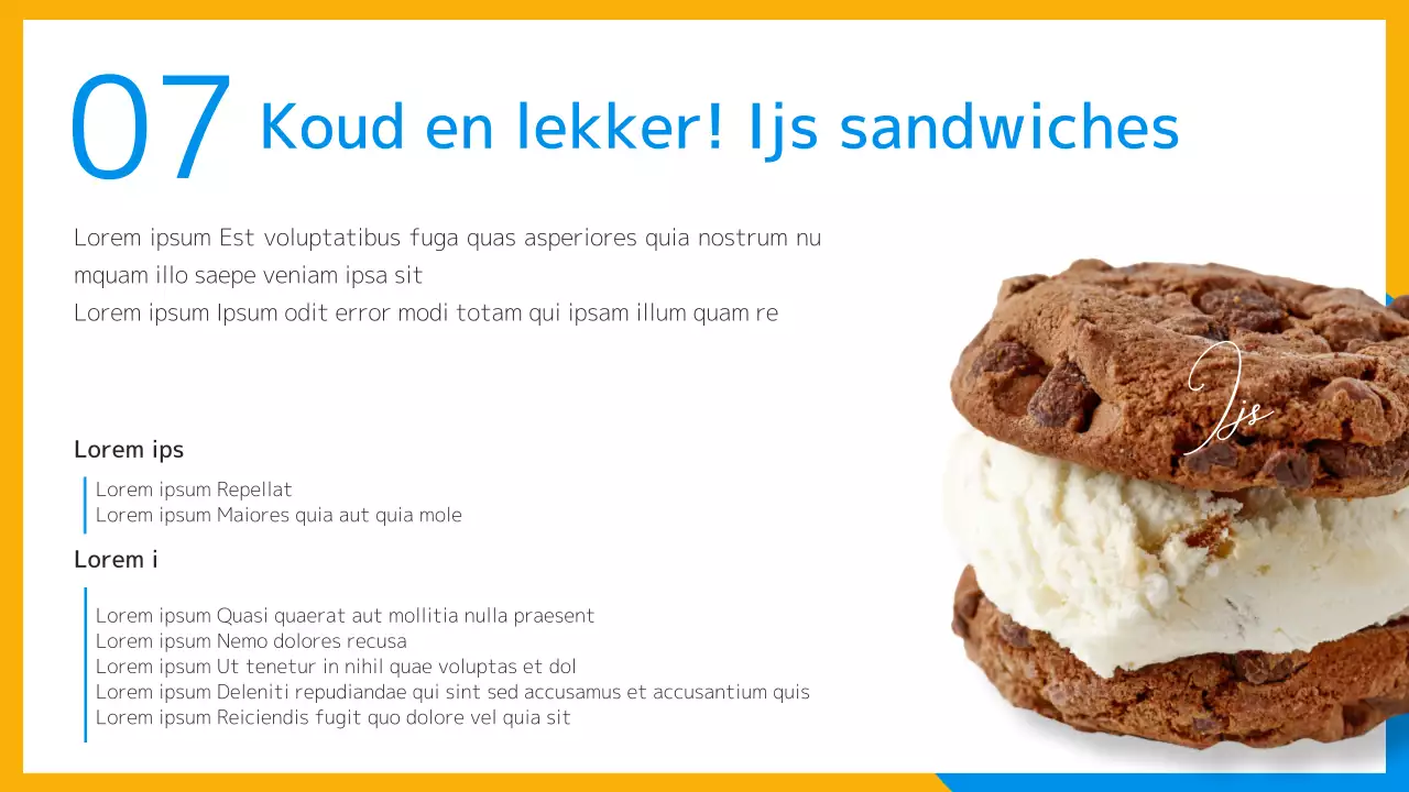 Een verfrissend zomerdessert introductie in geel en lichtblauw