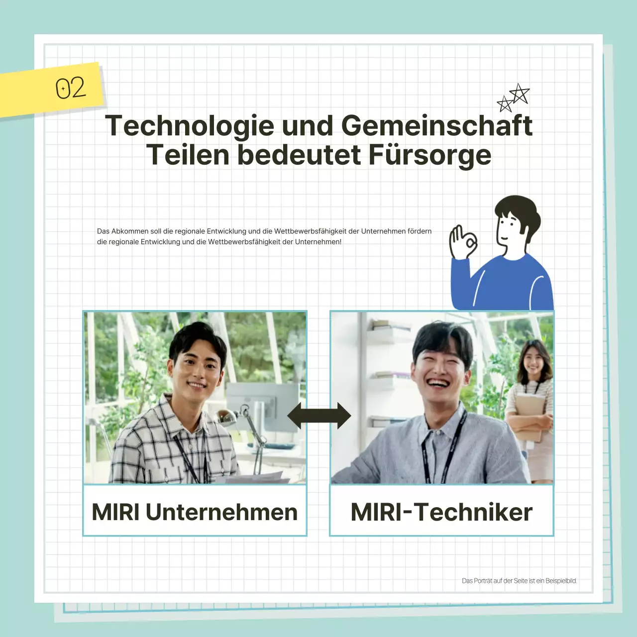 Förderung einer Zeremonie für eine mintblaue Geschäftsvereinbarung