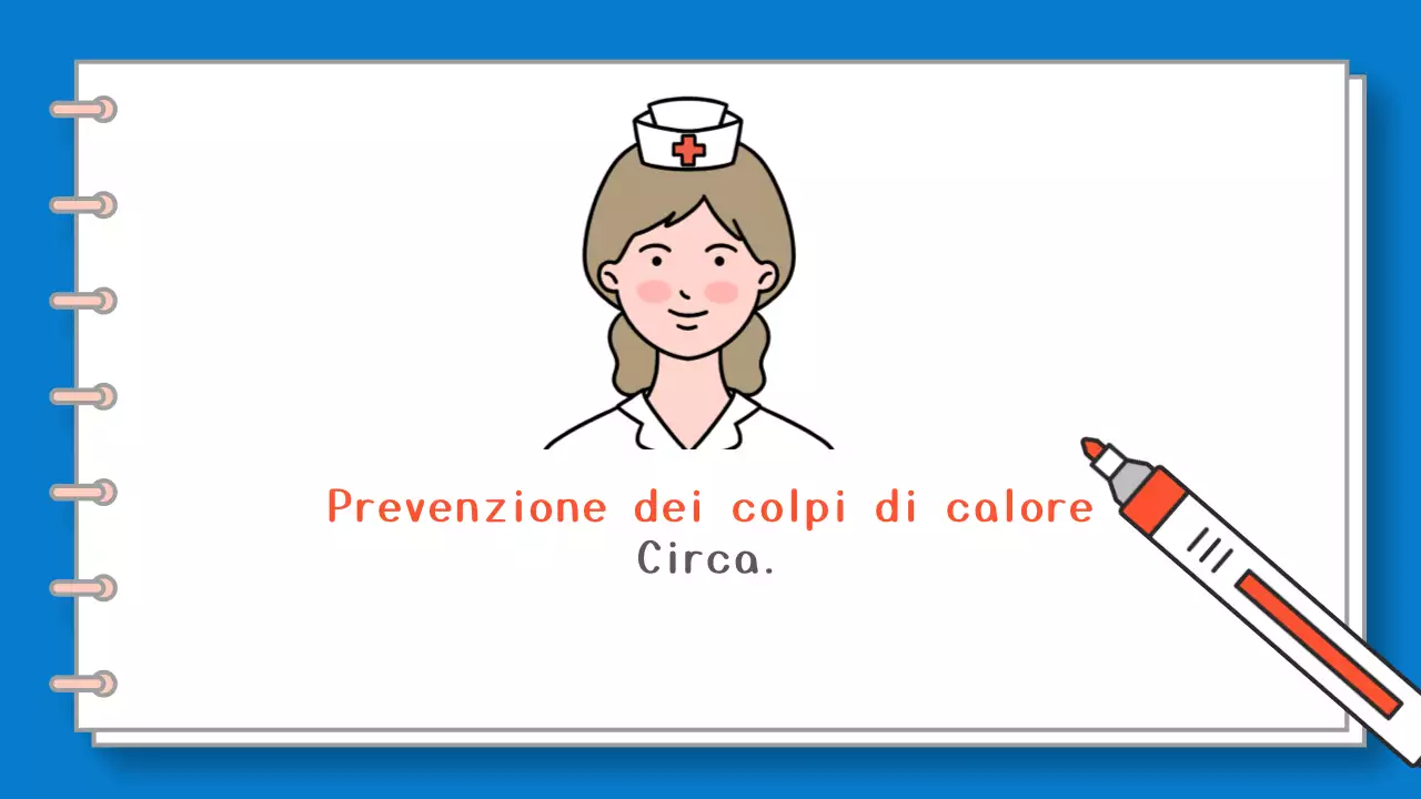 Una semplice guida in bianco e blu ai sintomi e al trattamento del colpo di calore.