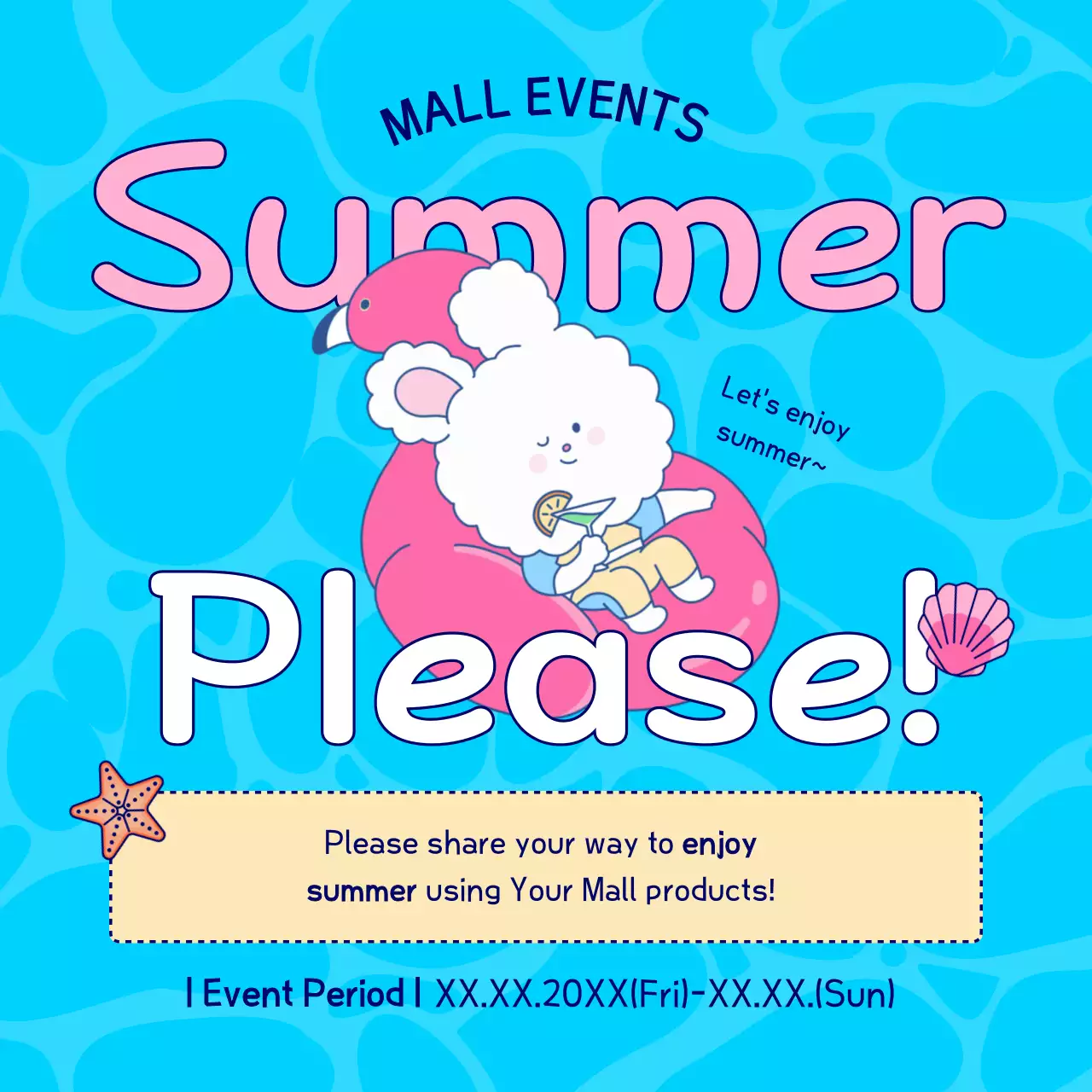 Blue Cute Summer Event Social Media Post