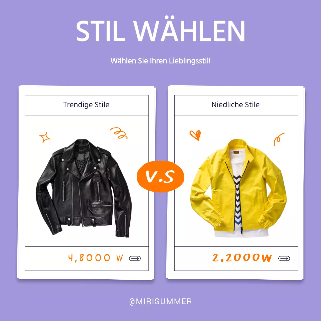 Moderne Sommerkleidung in lila und orange post