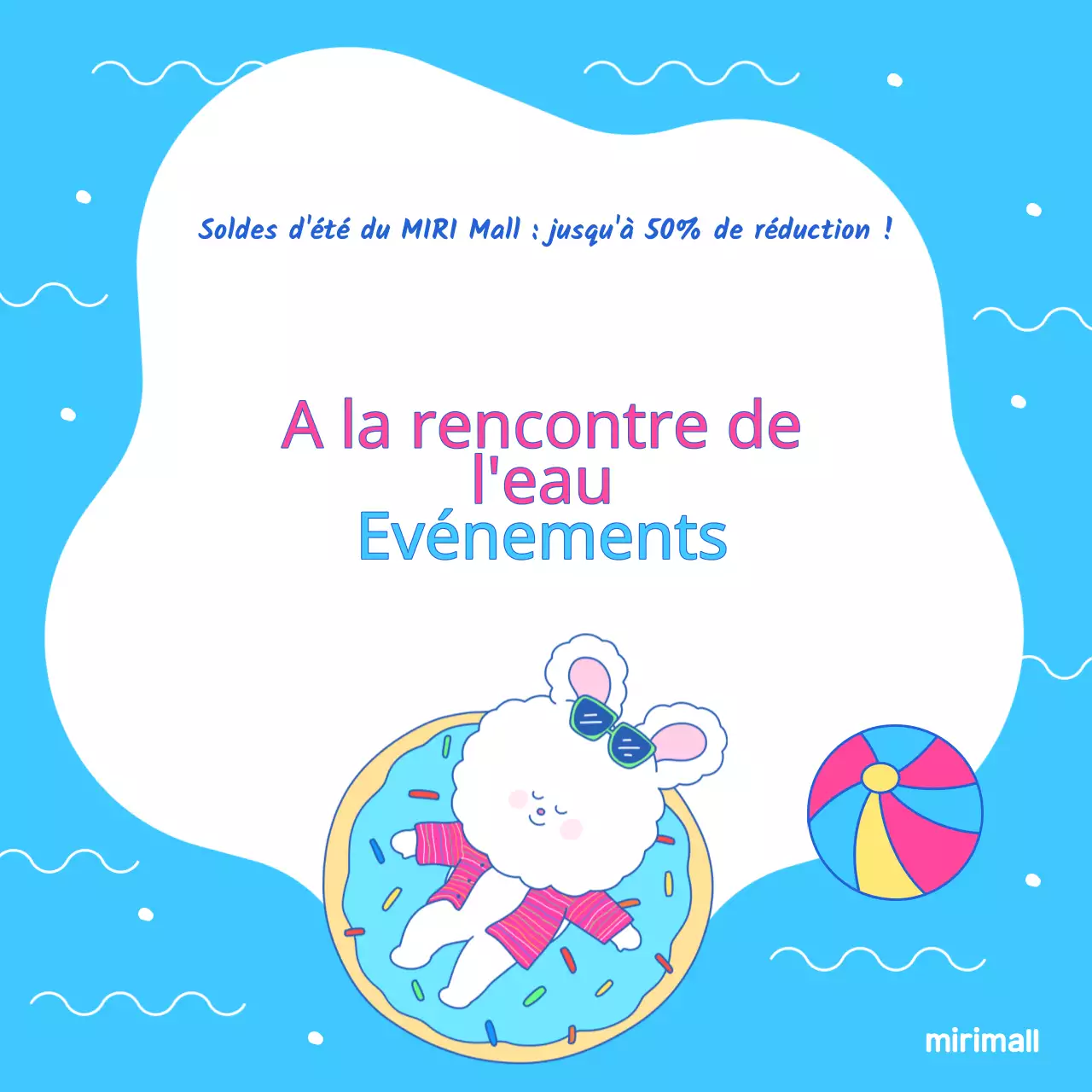 Publicité pop-art pour un événement estival en chartreuse et bleu clair