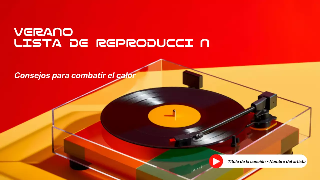 Portada de lista de reproducción de música de verano vintage en rojo y amarillo