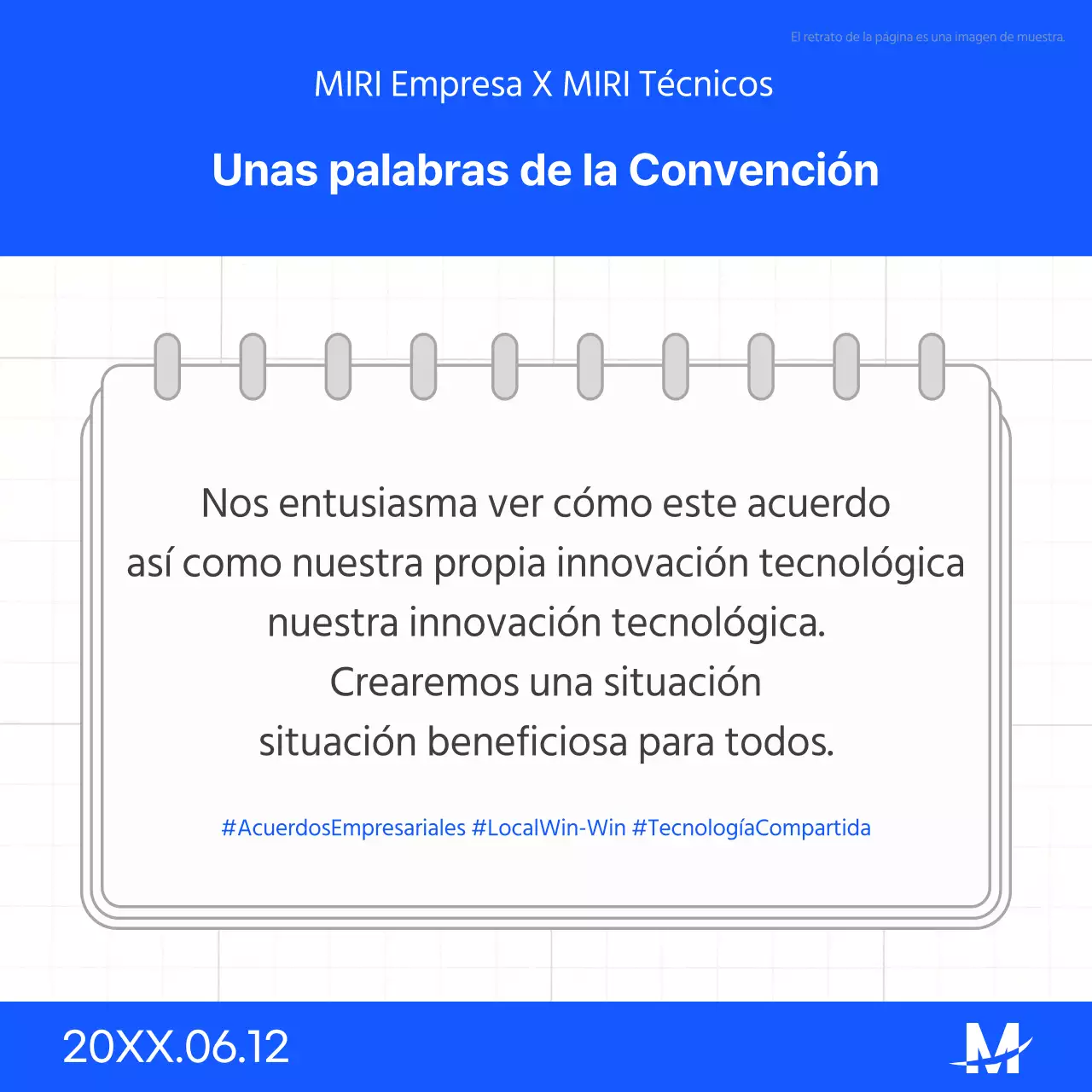 Una sencilla presentación de la firma del Memorando de Entendimiento en azul y blanco