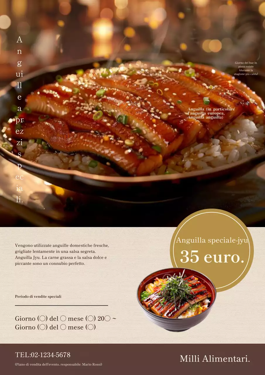 Volantino per anguille vestite all'orientale in marrone e beige