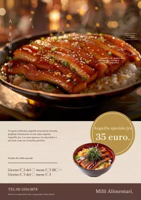 Volantino per anguille vestite all'orientale in marrone e beige