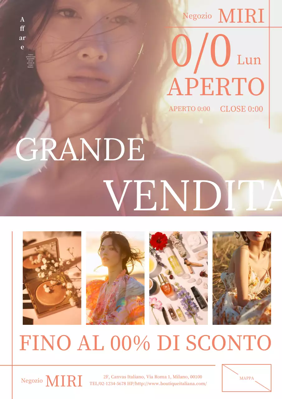 Annuncio di moda naturale ed elegante in arancione e bianco