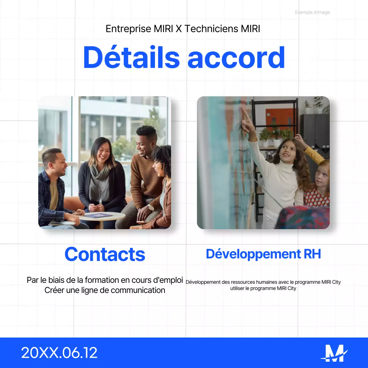 Une simple présentation de signature de protocole d'accord bleu et blanc