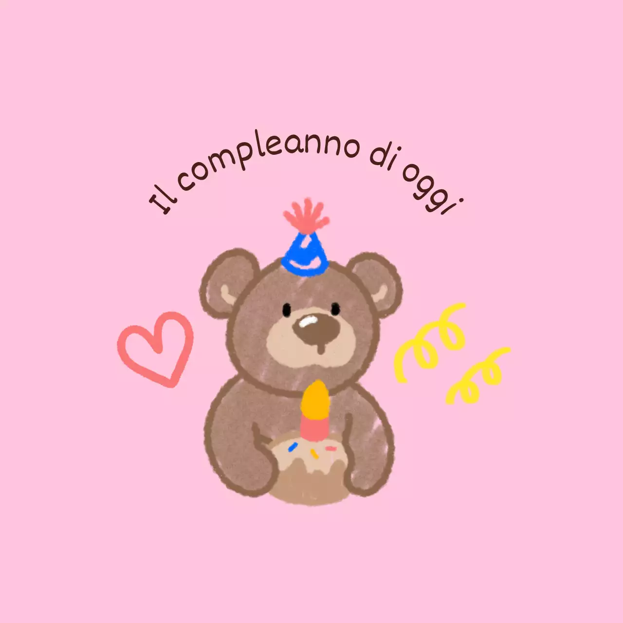 Buon compleanno con simpatici personaggi con un tocco di scarabocchio