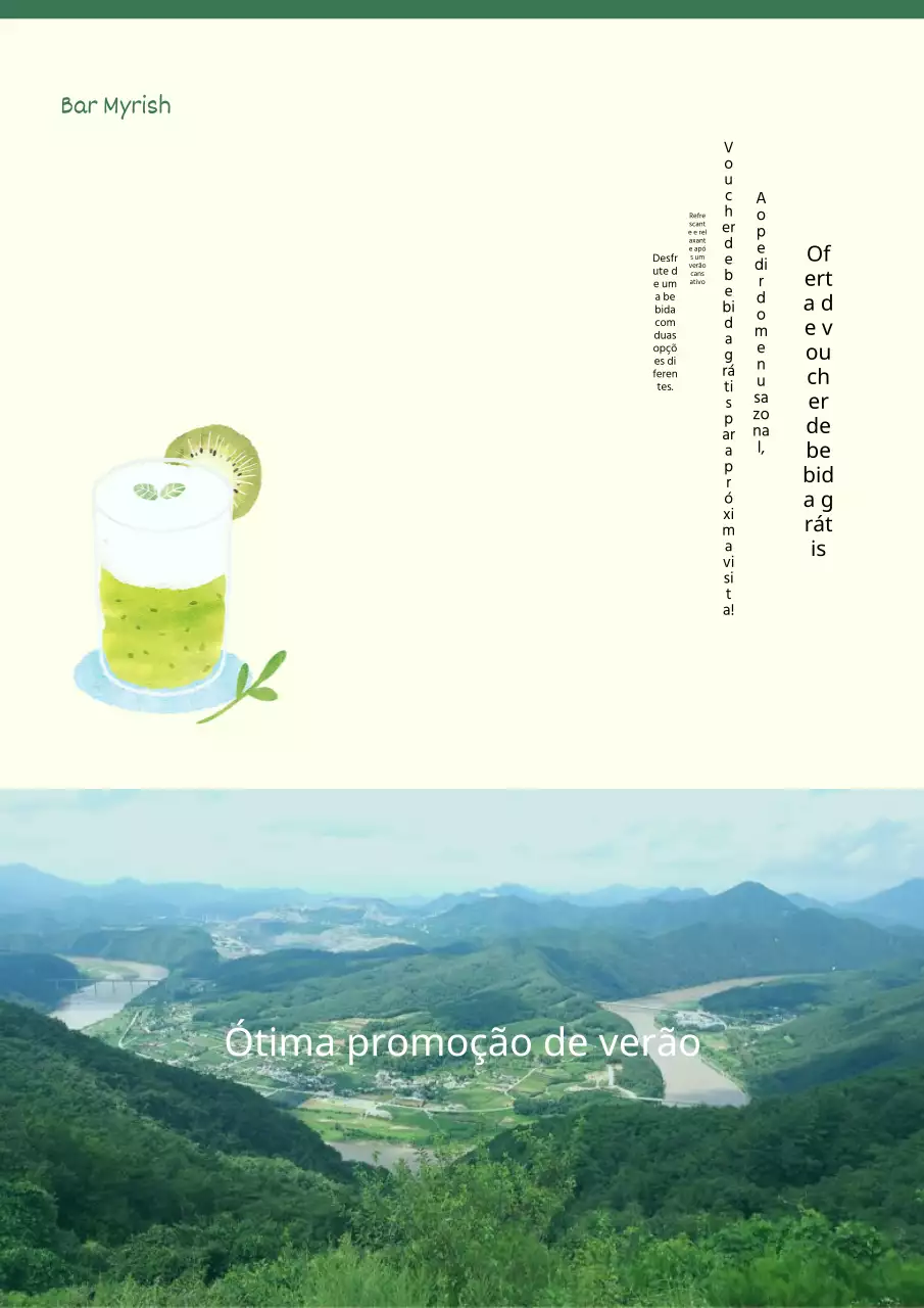 Promover um menu de verão minimalista em verdes e amarelo-verdes