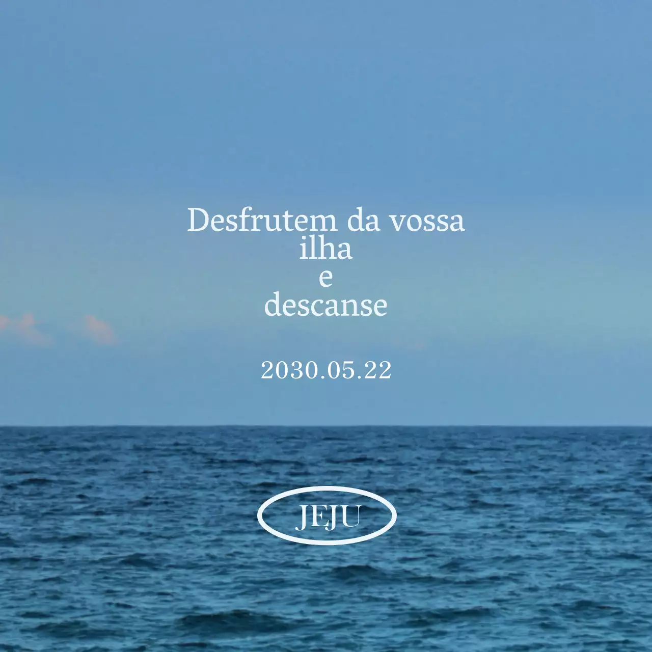 Conceber um produto turístico de texto emotivo com uma fotografia do oceano calma e emotiva como pano de fundo