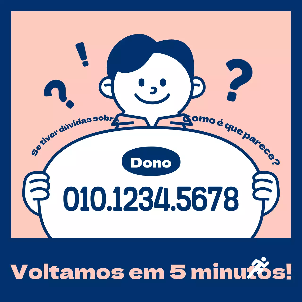 Montra simples e não tripulada em azul-marinho e rosa Informações de contacto