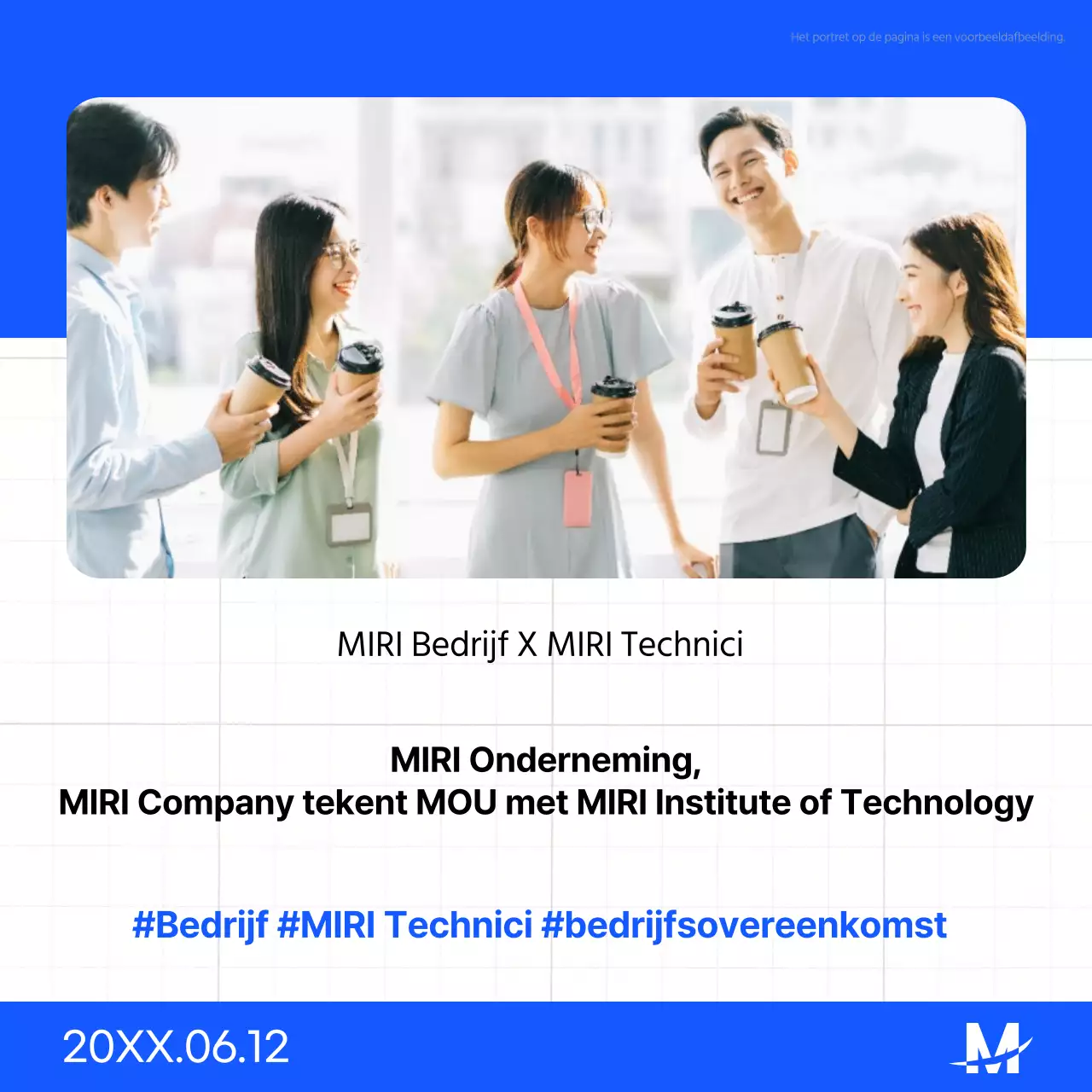 Een eenvoudige blauw-witte MOU-signeerpresentatie