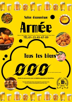 Publicité simple, jaune, pour un événement dans un bar public