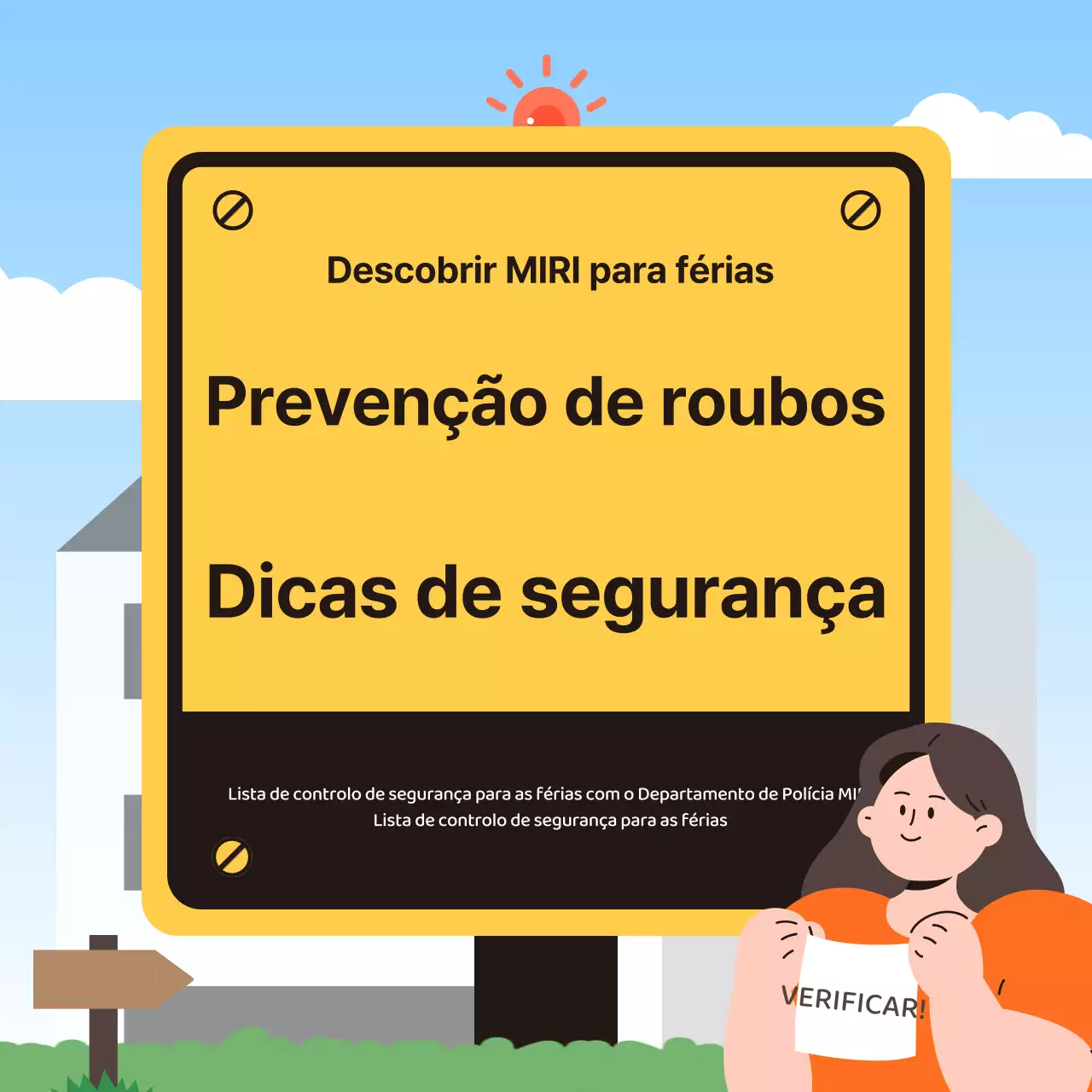 Conselhos de segurança para as férias destacados a castanho e amarelo