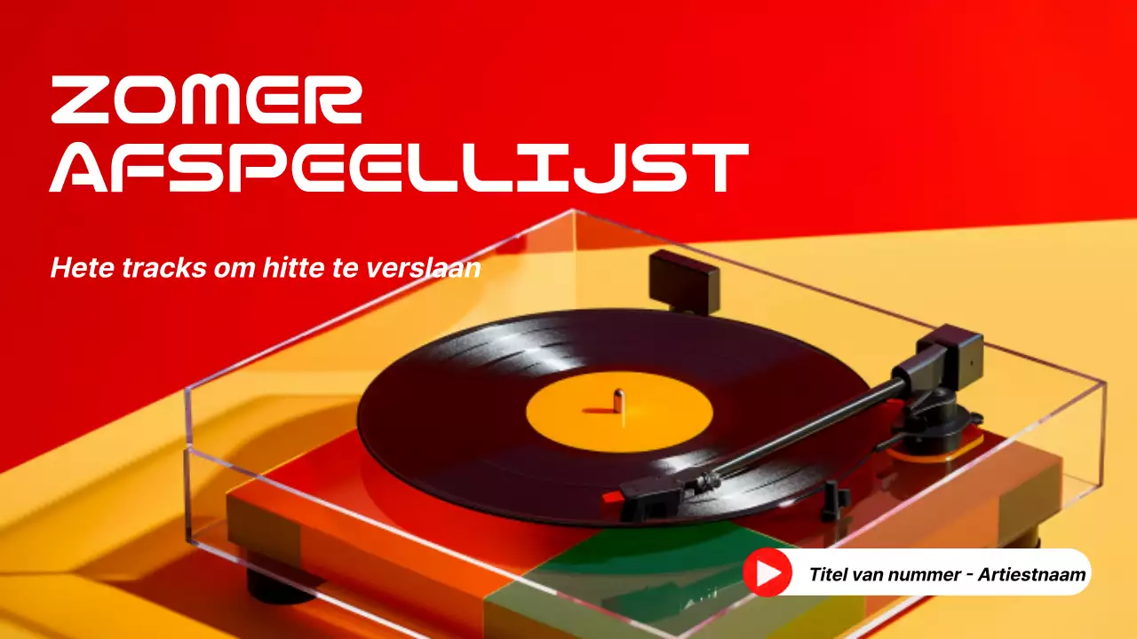 Vintage afspeellijst voor zomermuziek in rood en geel