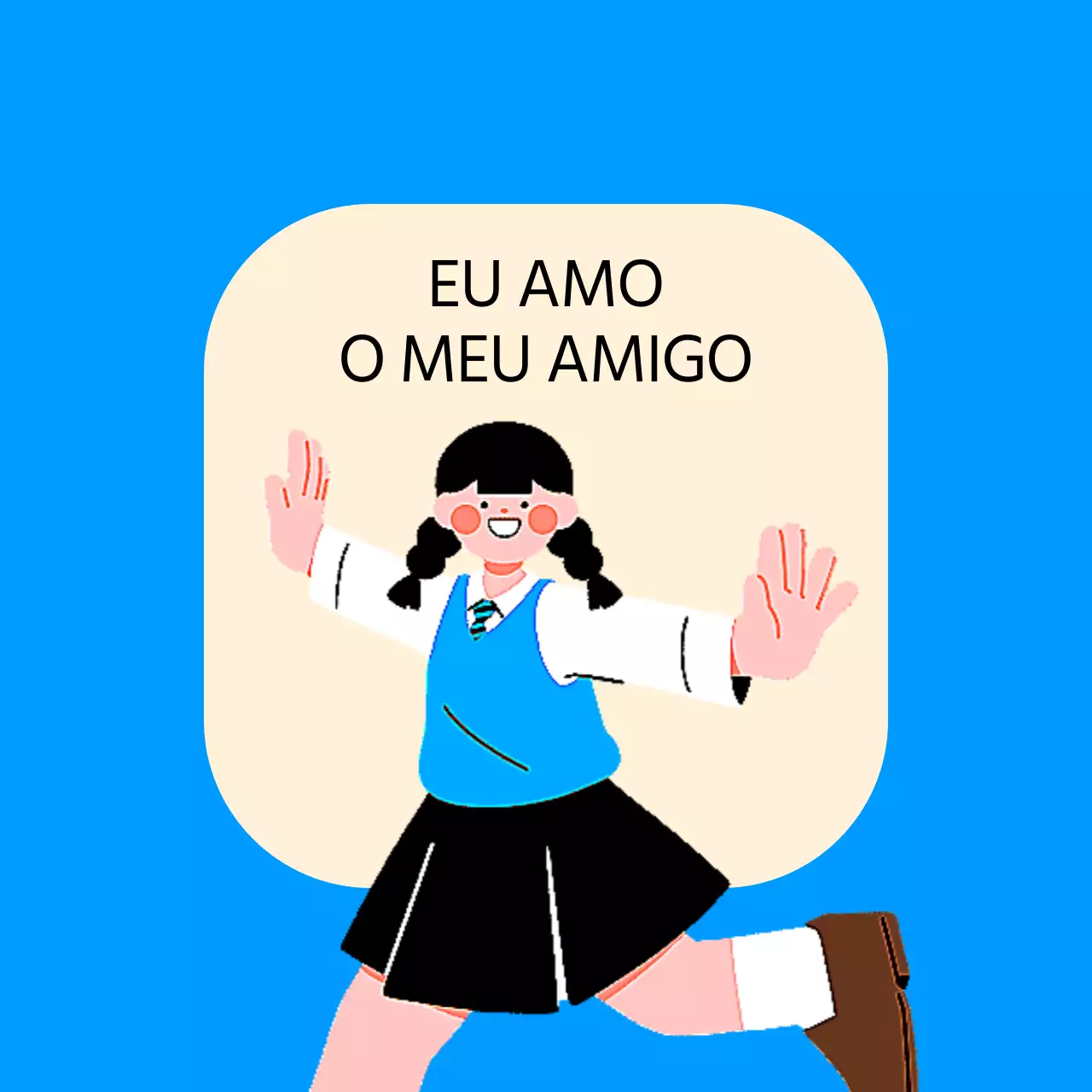 Desenho anti-violência com ilustração de estudantes com os braços estendidos