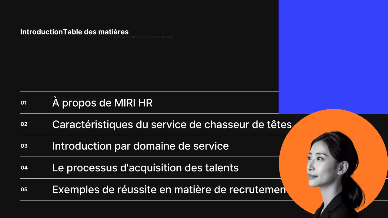 Proposition de service moderne de chasseur de têtes en noir et bleu