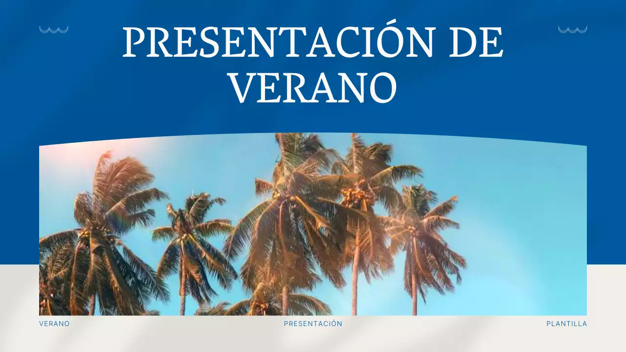 Sencilla presentación de fondo veraniego en azul y marfil