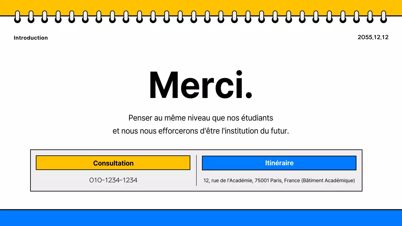 Promouvoir une brochure scolaire simple, jaune et bleue