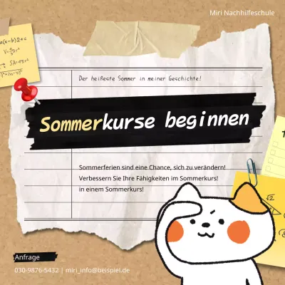 Werben Sie für die Sommerferienkurse Ihrer Schule mit diesem hübschen Farbschema in Gelb und Beige