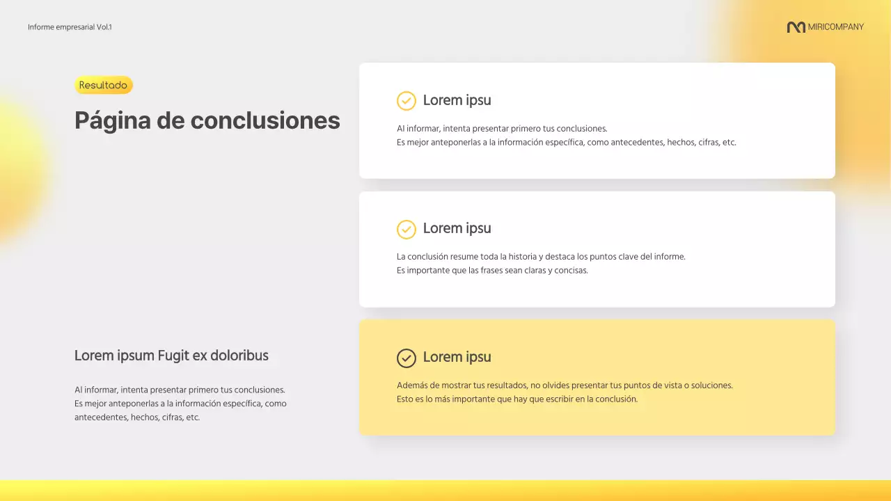 Un moderno informe corporativo en amarillo y gris