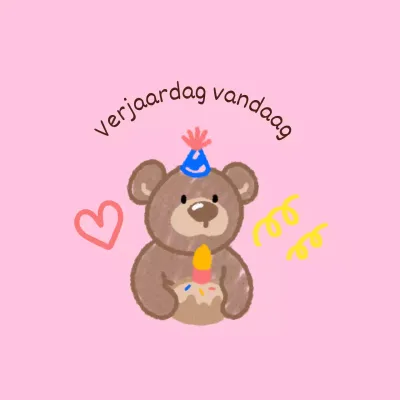 Gelukkige Verjaardag met schattige karakters met een doodle gevoel