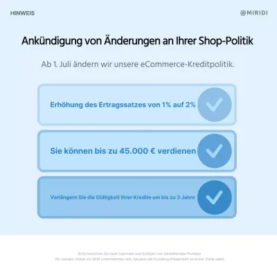 Einfache blaue und graue Ankündigungen zur Änderung der Politik