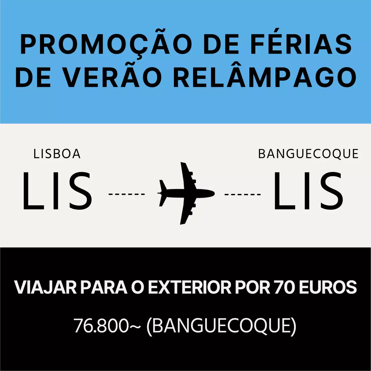  Promover descontos em bilhetes com um esquema de cores simples, azul claro e preto