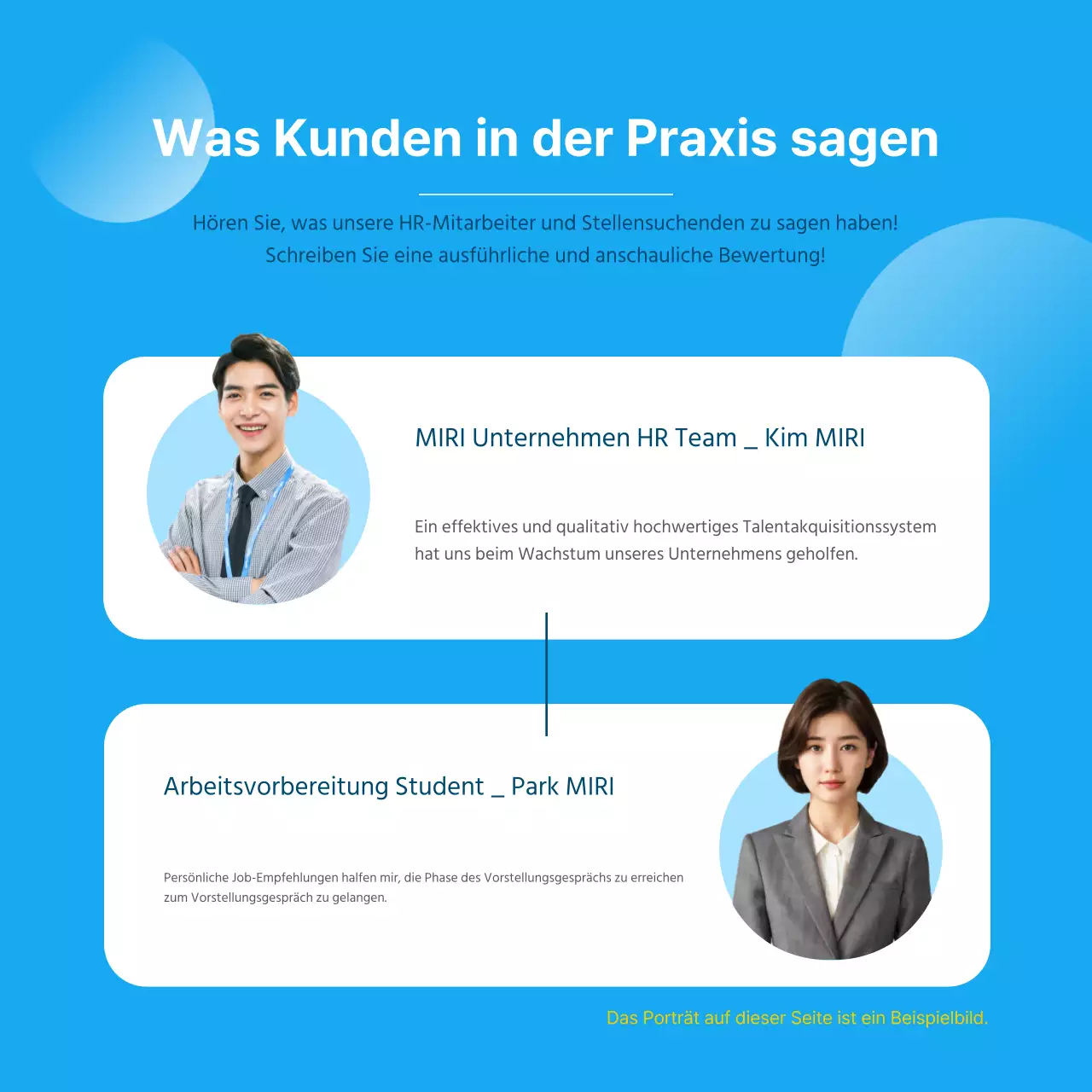 Werbung für eine moderne Job-Matching-Plattform in Blau und Weiß