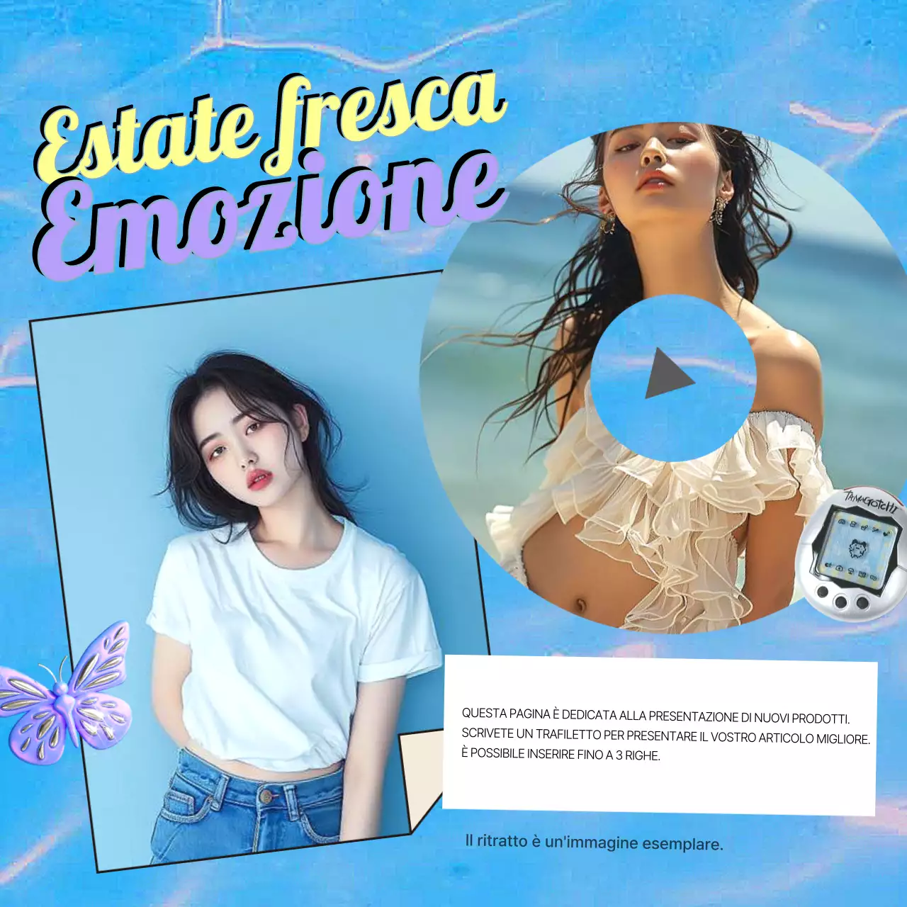 Messaggi kitsch con il marchio Y2K in azzurro