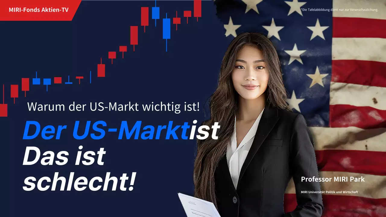 Einfache US-Marktanalyse Nachrichtencover in blau und rot