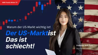 Einfache US-Marktanalyse Nachrichtencover in blau und rot