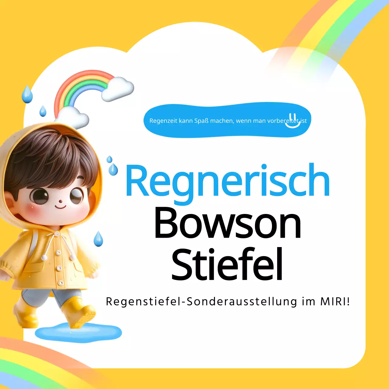 Förderung hübscher gelber und hellblauer Produkte für die Regenzeit