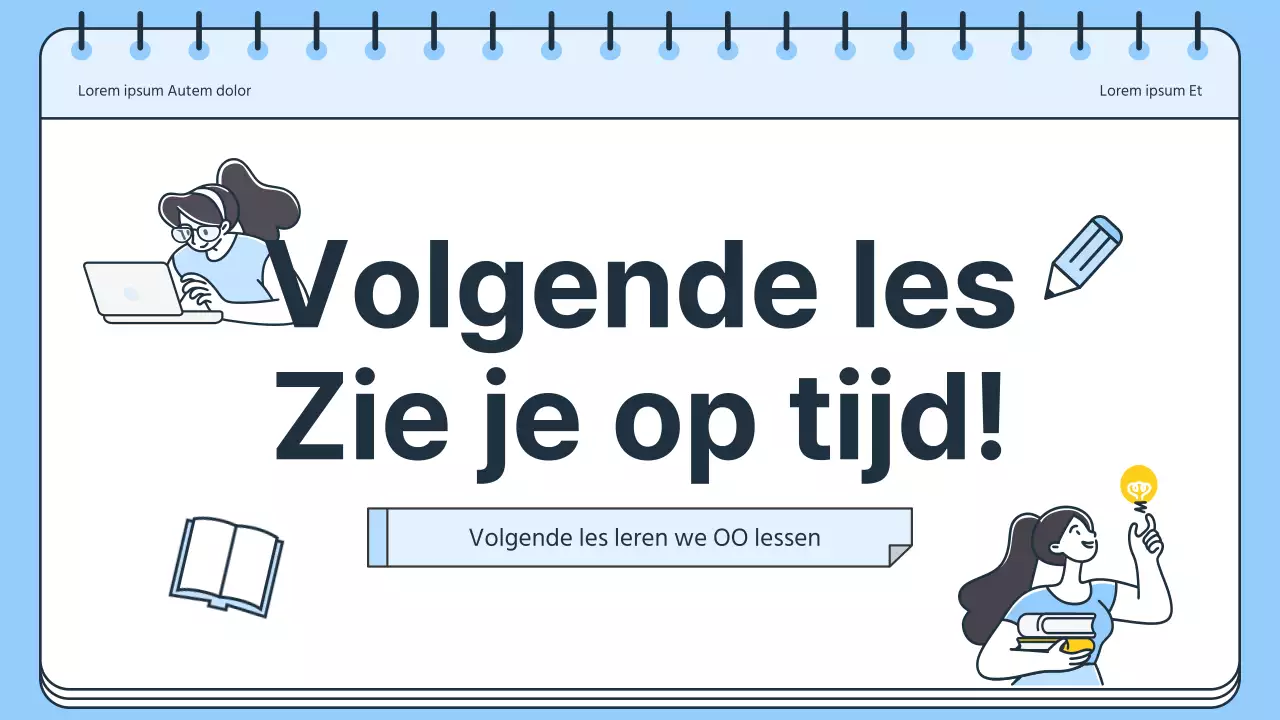 Eenvoudig lesplan voor leerkracht in blauw en wit