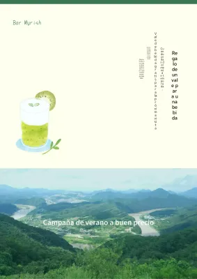 Promueve un menú de verano minimalista en verdes y amarillo-verdosos