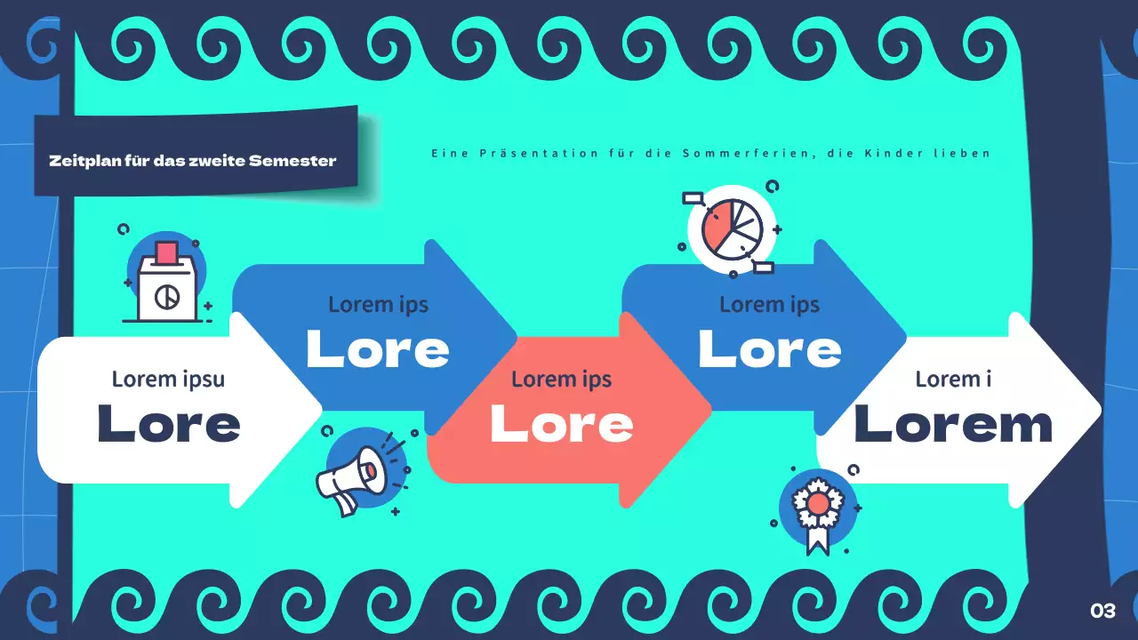 Sommerferien-Präsentation in Minze und Marineblau