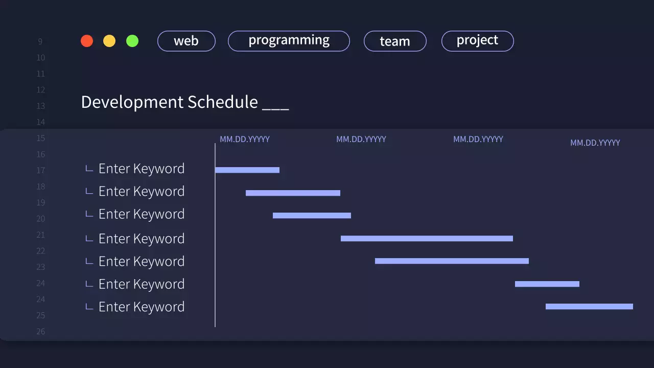 A simple development team project proposal in navy blue