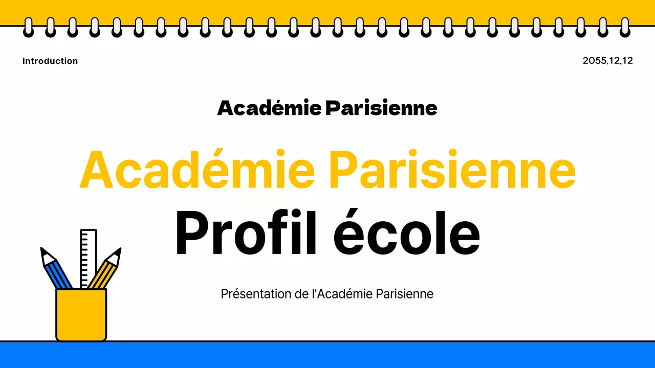 Promouvoir une brochure scolaire simple, jaune et bleue