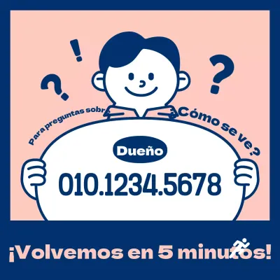 Escaparate sencillo sin personal en azul marino y rosa Información de contacto