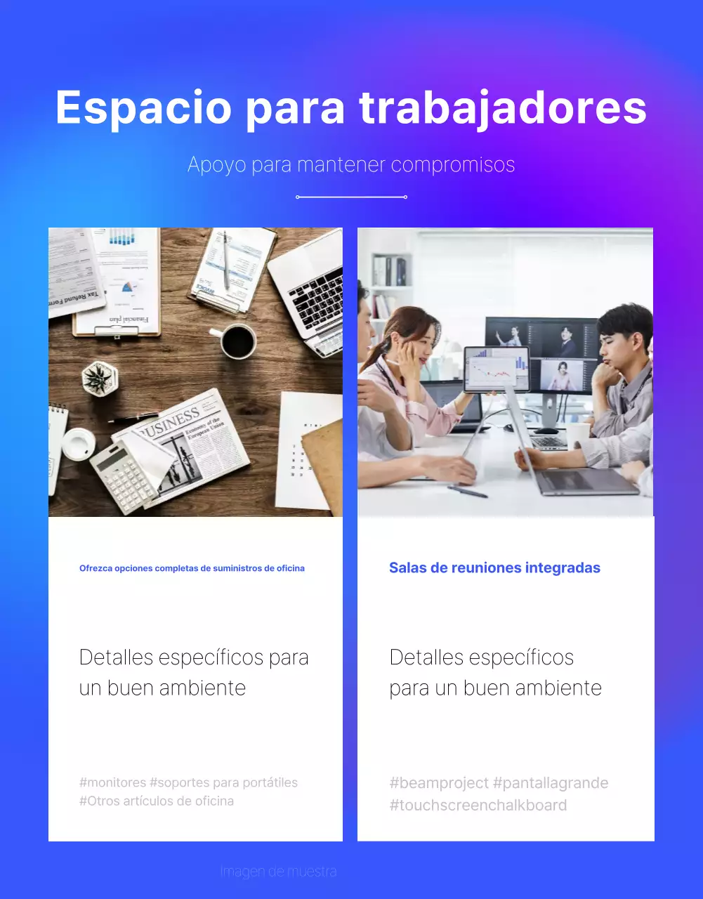 Promoción de las modernas oficinas compartidas de Blue