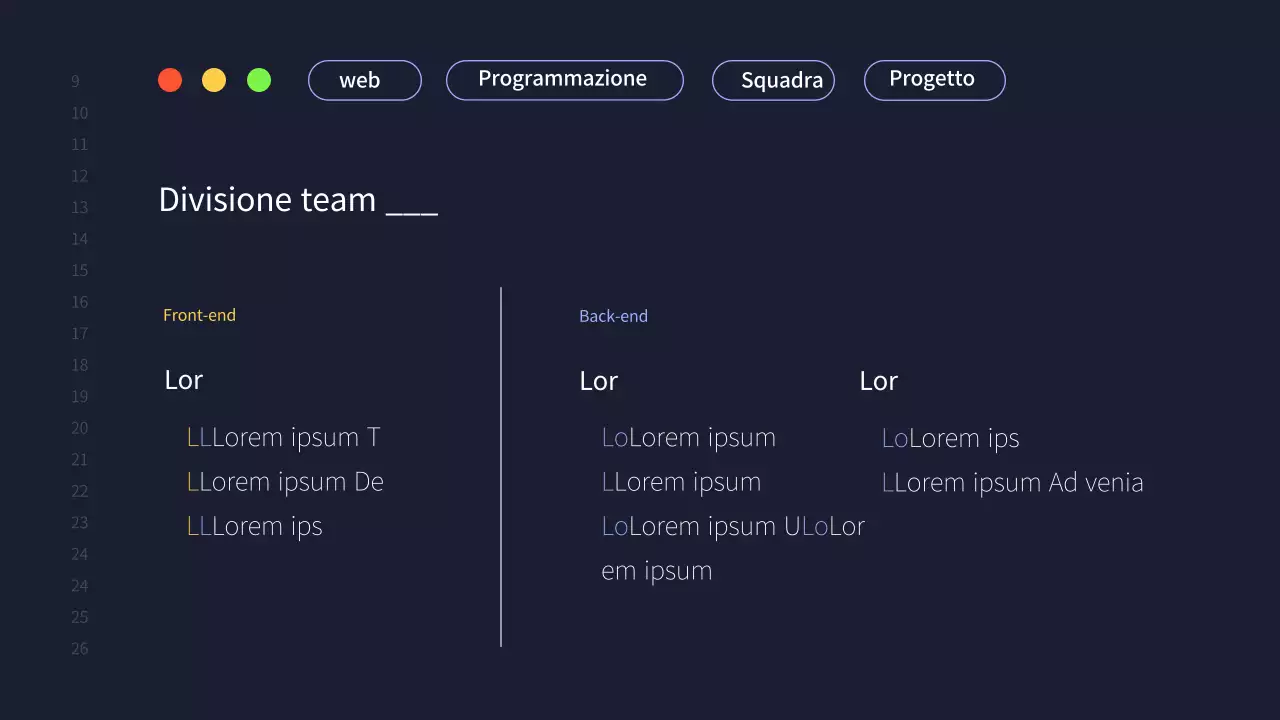 Una semplice proposta di progetto per un team di sviluppo in blu navy