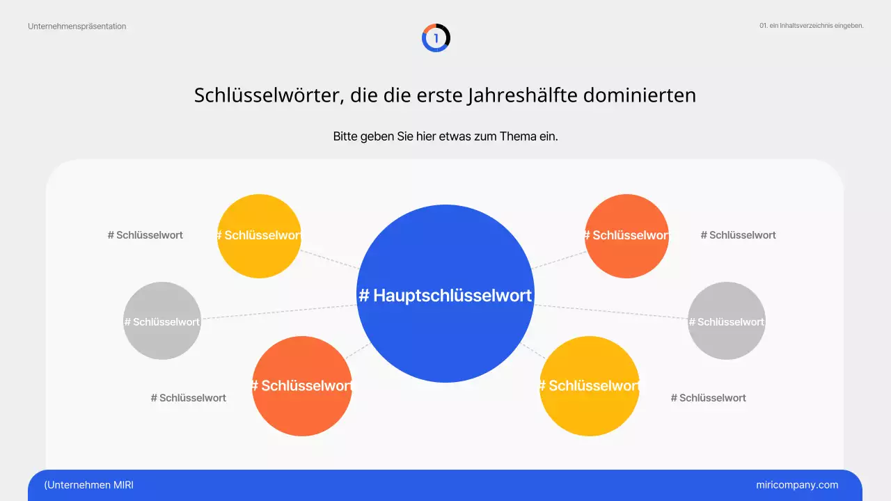 Einfache Marketingtrends in Blau und Orange Themenpapier