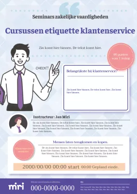 Moderne en eenvoudige cursus etiquette voor klantenservice in lichtblauw en blauw.
