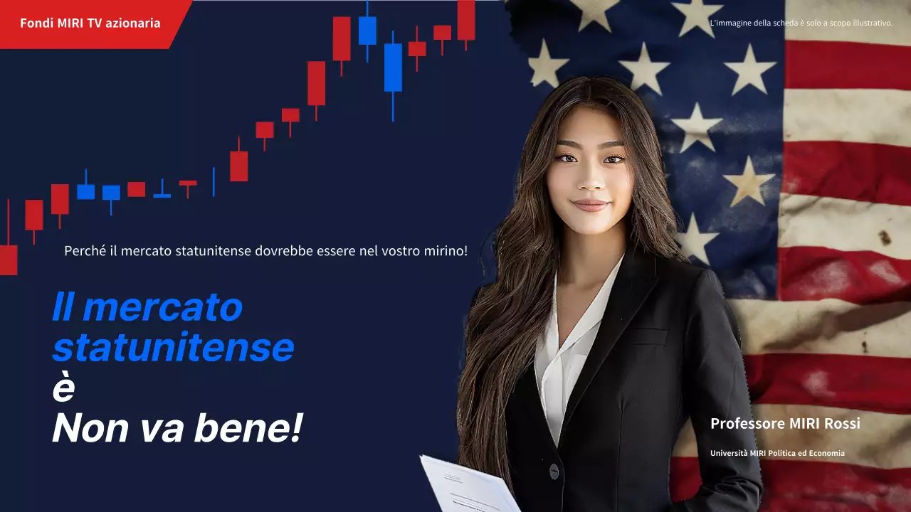 Semplice copertina di notizie sull'analisi del mercato statunitense in blu e rosso